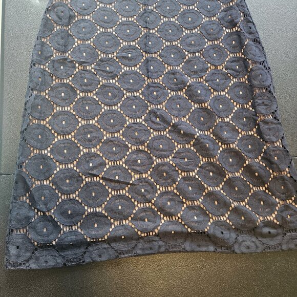 JESSICA HOWARD Navy Blue Tan Eyelet Dress Sheath Lace Knee Length Stretch Sz 14 - Picture 8 of 12